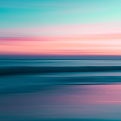 Sunrise over the ocean, abstract colorful scene in bright blue a